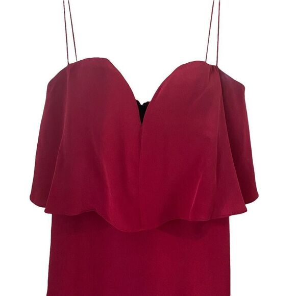 Kobi Halperin Trina Sweetheart Tiered Silk Red Cocktail Dress Size 4 - Picture 4 of 13